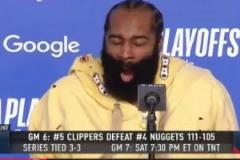 把登哥累壞了！賽后新聞發(fā)布會，哈登瘋狂打哈欠！