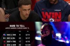 末節(jié)直接投降！哈登8中2搶七3連?。齑?76人/籃網(wǎng)）！